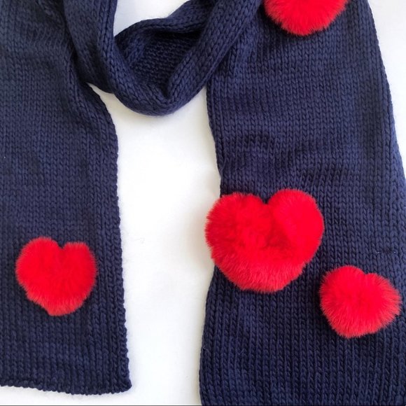 BCBGeneration Heart Knit Pom Pom Muffler Scarf - Picture 3 of 5